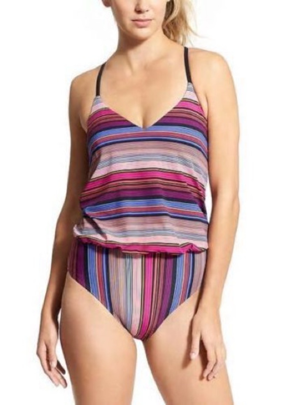 Athleta Capri Stripe Blousy One Piece NWT 32 B/C